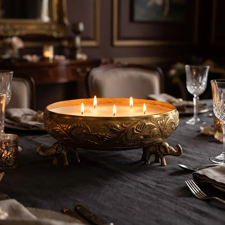 Gaj Candle Bowl, gold