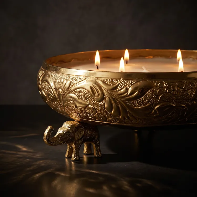 Gaj Candle Bowl, gold