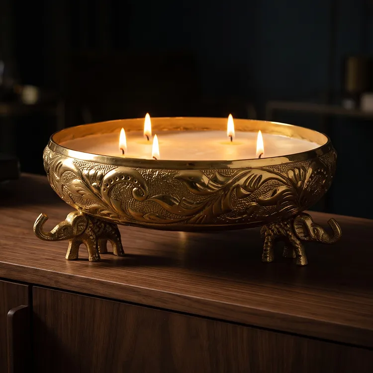 Gaj Candle Bowl, gold