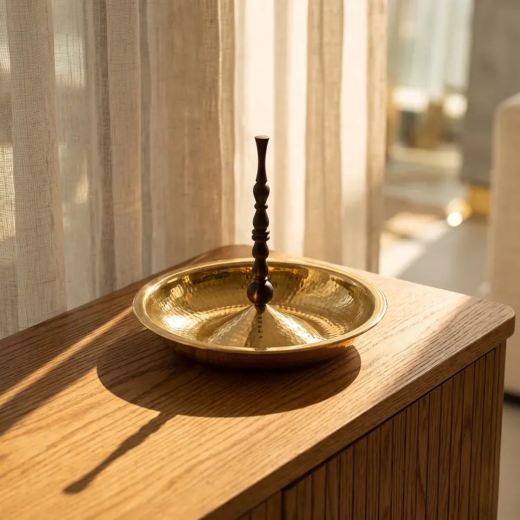 Minar Brass and Walnut Platter