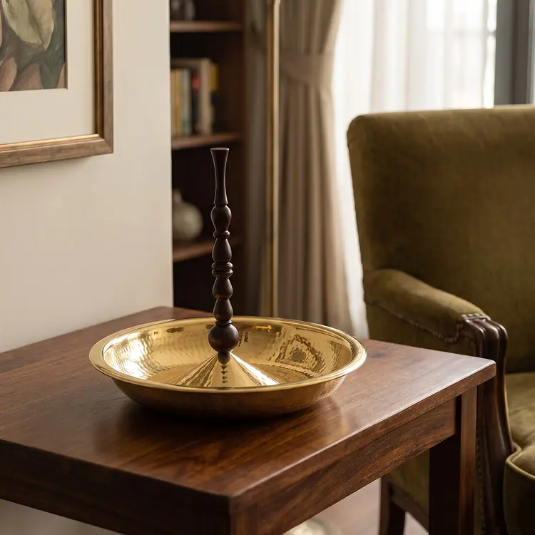 Minar Brass and Walnut Platter