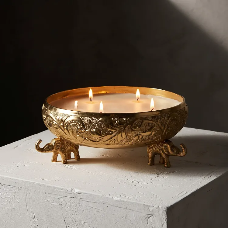 Gaj Candle Bowl, gold