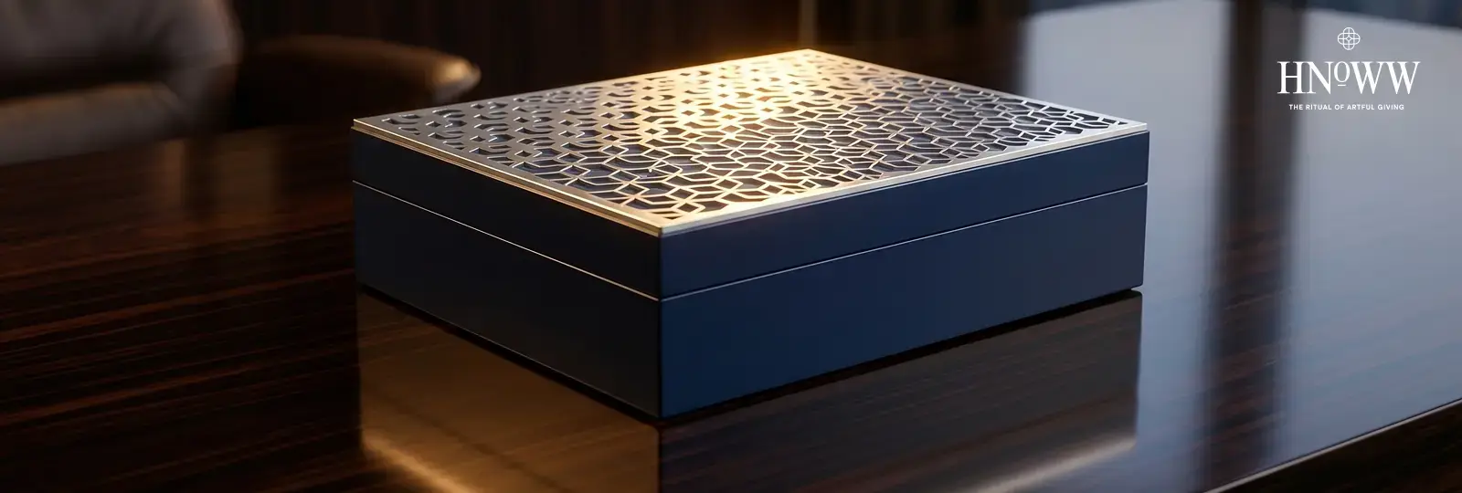The Archive Box brass storage for executive desk organization