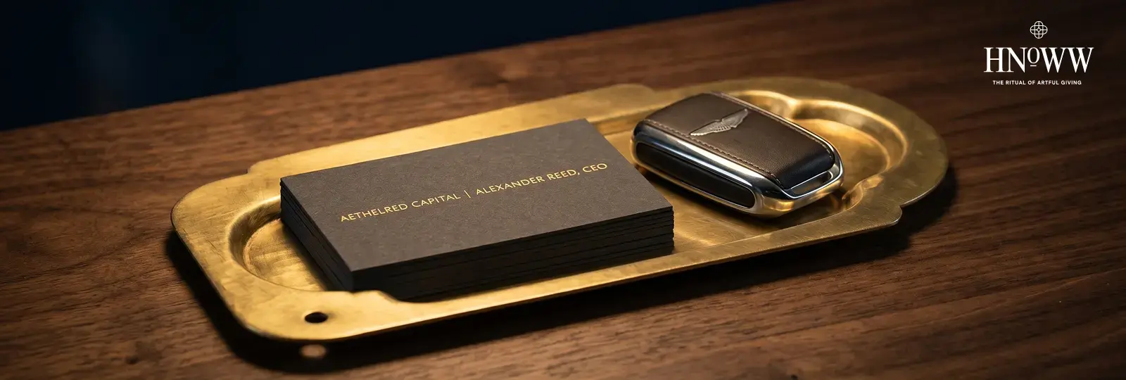 The Linear Brass Tray luxury desk organizer