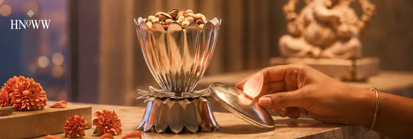 Lotus Bowl for elegant Ganesh Chaturthi decoration in Dubai